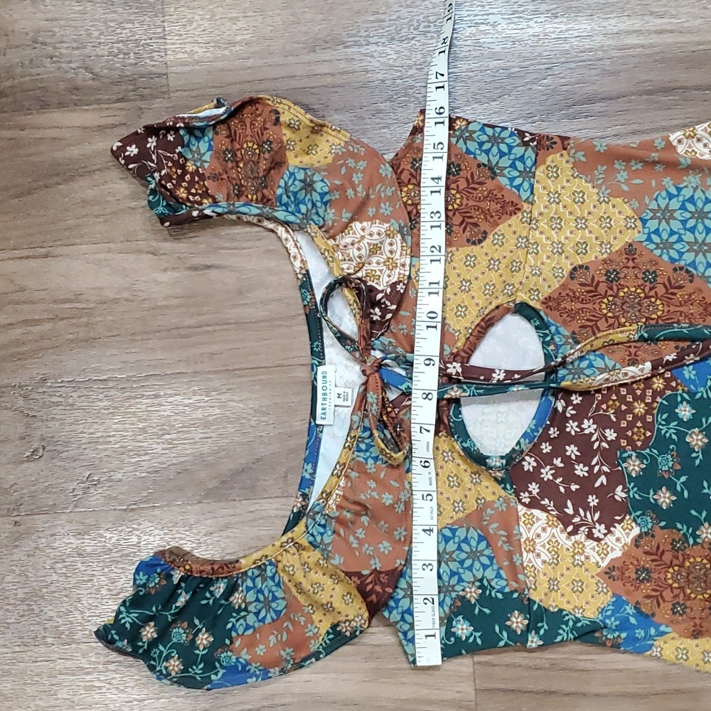 Earthbound Size Medium Knit Patchwork Ruffle Midi… - image 7